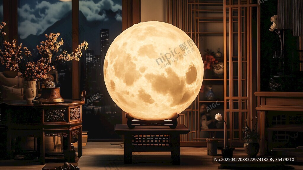 夜幕中的月亮燈