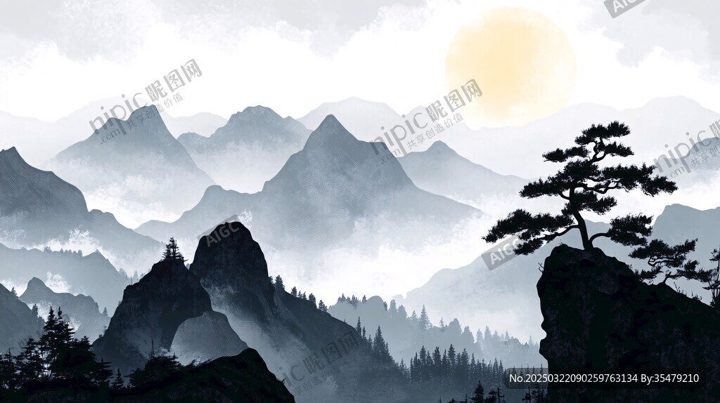 山水畫(huà)中的孤松