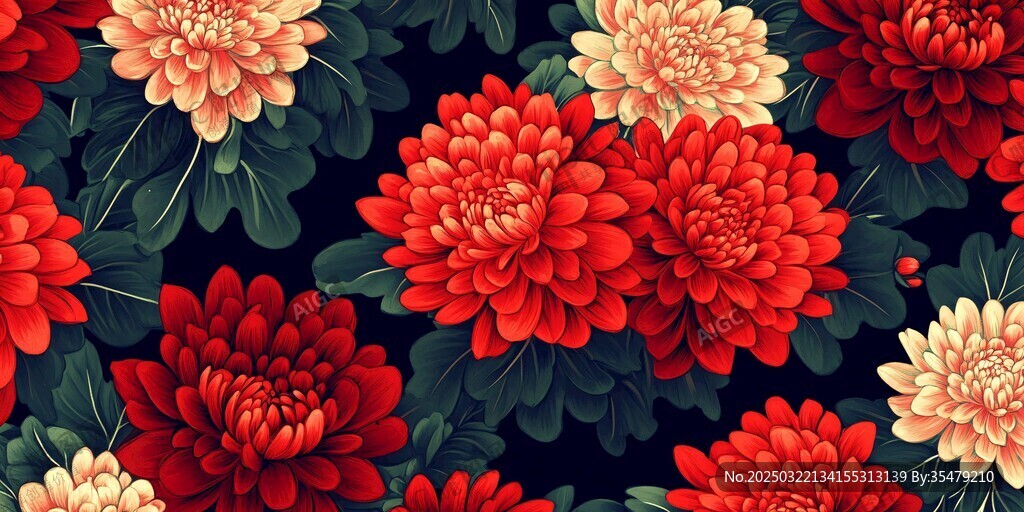 紅色花卉圖案
