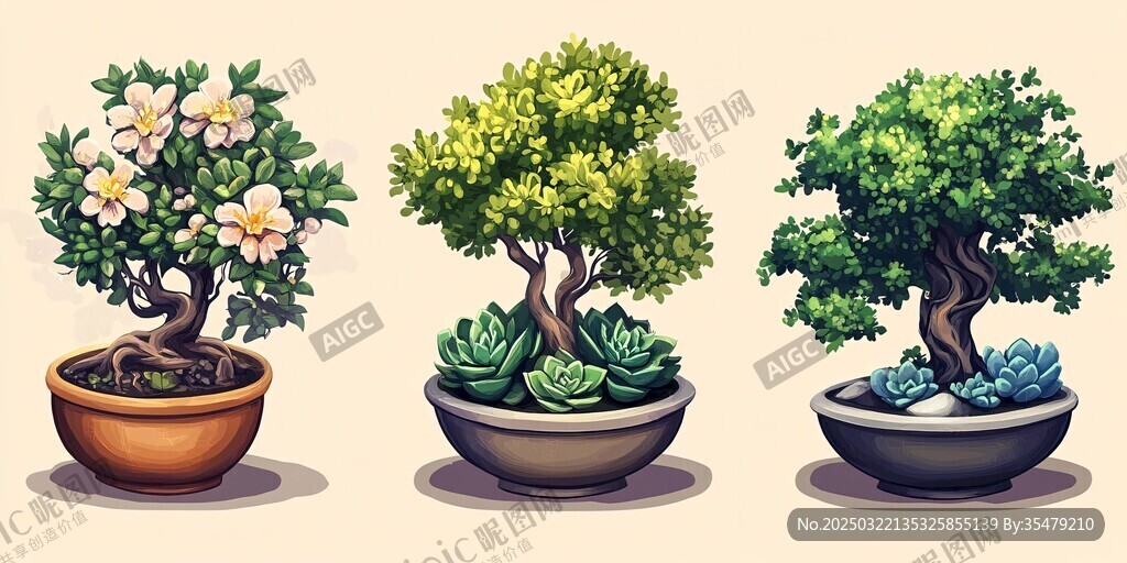 三盆栽植物的藝術(shù)