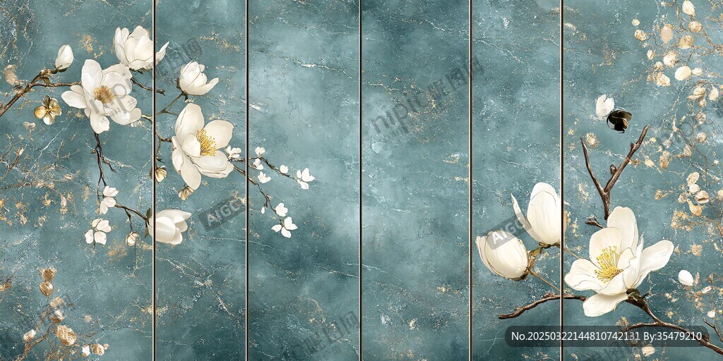 白花木蘭花卉圖案