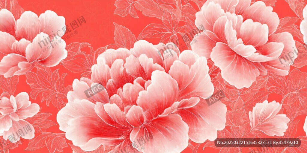 鮮艷的紅色花卉圖案