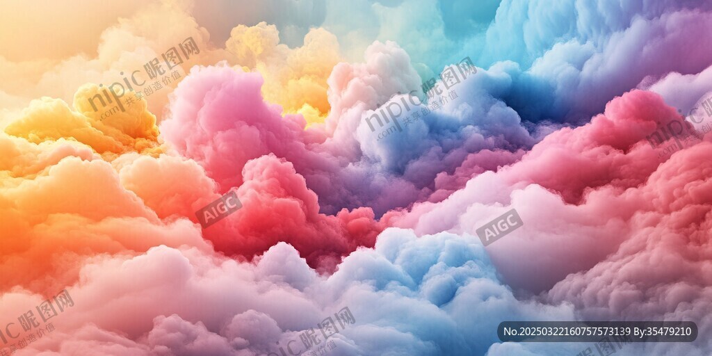 彩色云彩的夢幻天空