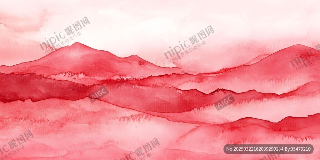 紅色山水畫抽象藝術(shù)