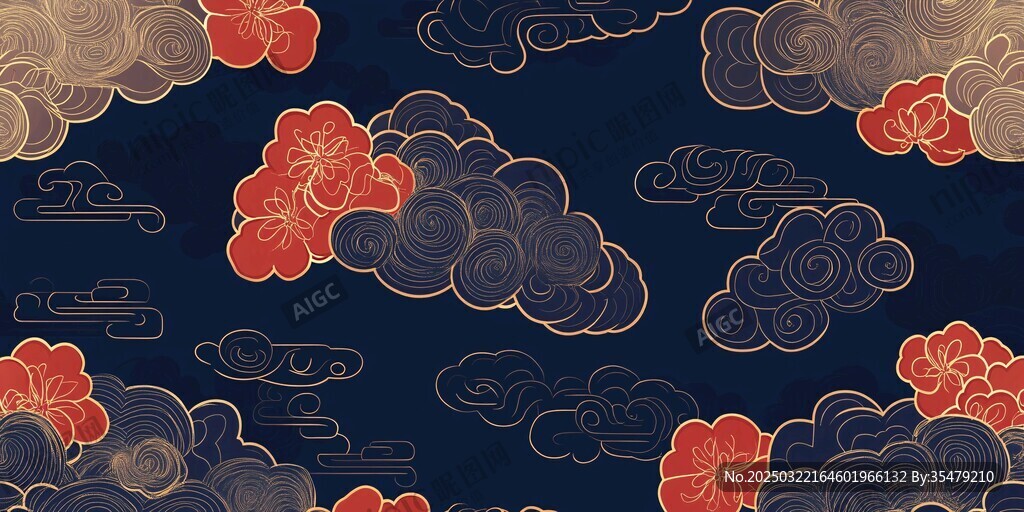 云海花卉圖案