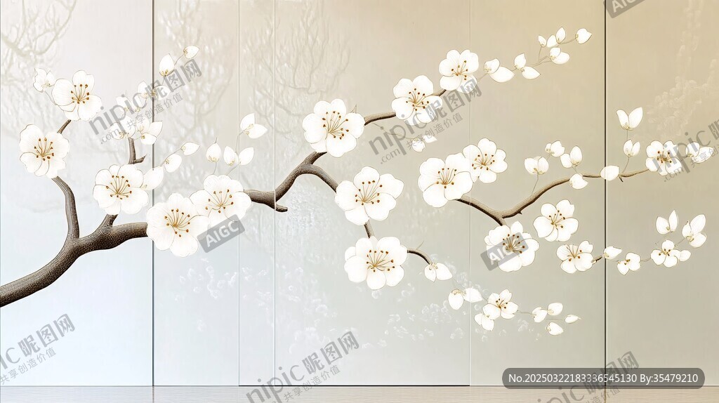 白色梅花圖案背景