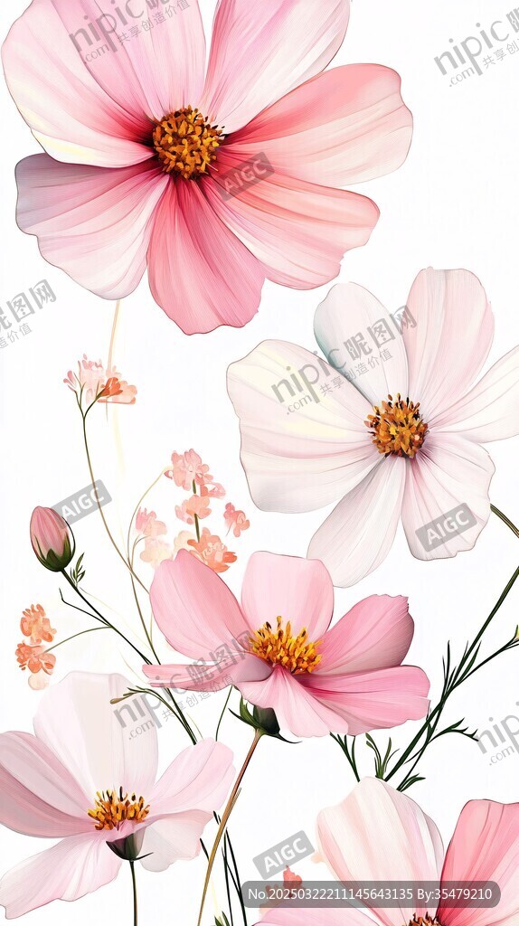 粉色波斯菊與白色花卉的優雅組合