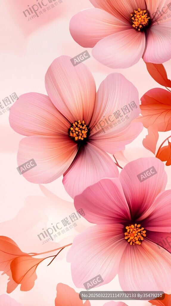 粉色花卉數字藝術作品
