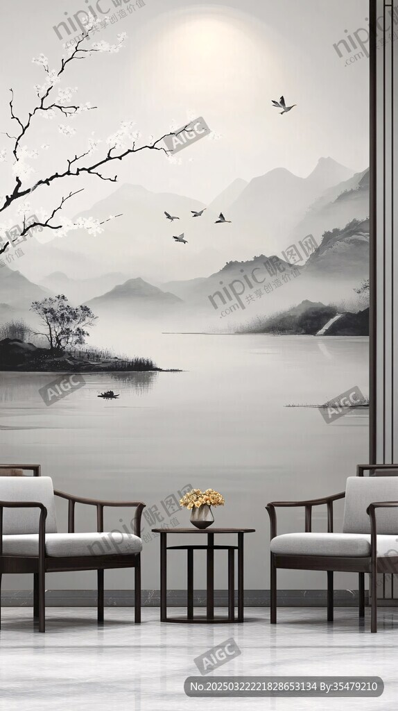 新中式山水畫風(fēng)格室內(nèi)設(shè)計(jì)