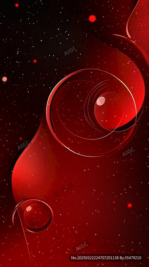紅色宇宙抽象畫