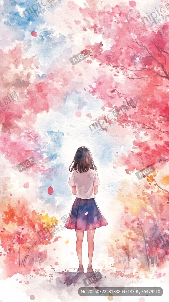少女水彩畫