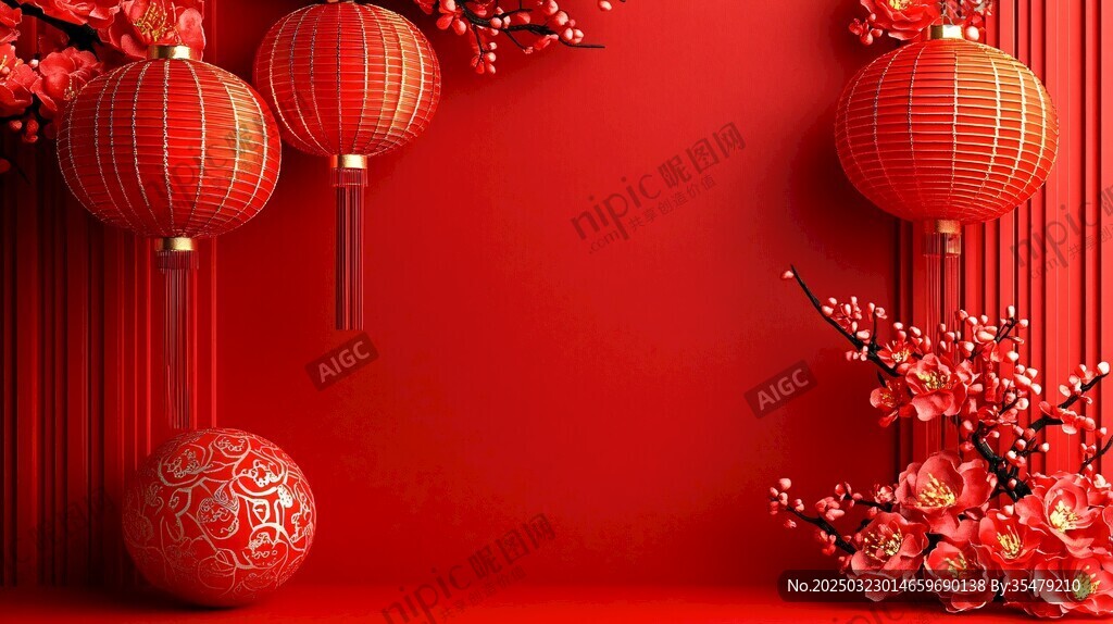 紅色中國新年裝飾