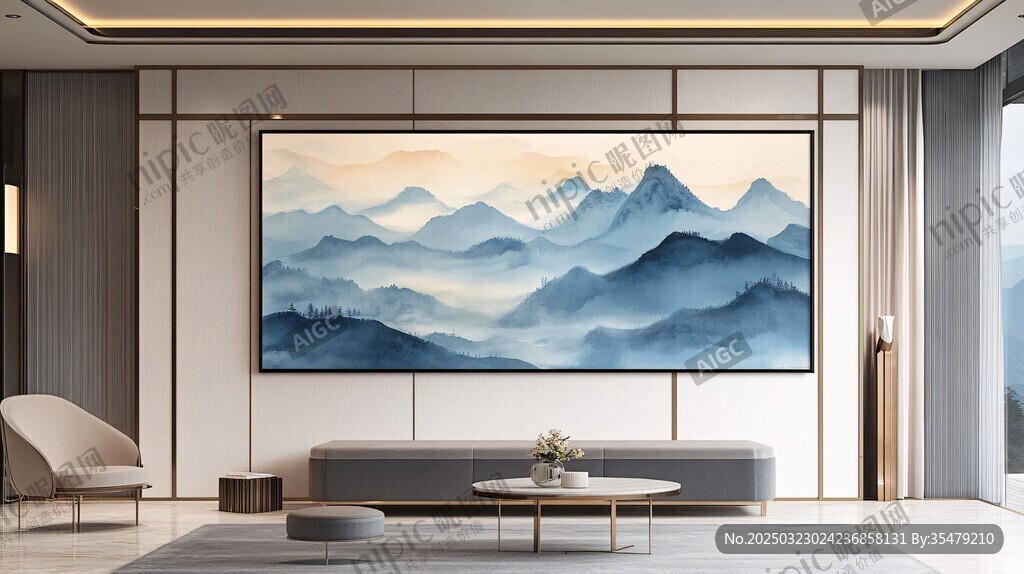 山水畫藝術 室內(nèi)裝飾 現(xiàn)代簡約風格