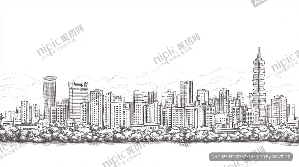 城市天際線手繪圖