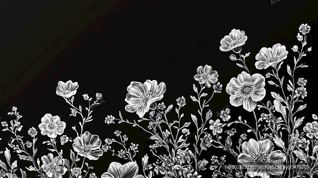 黑白花卉藝術