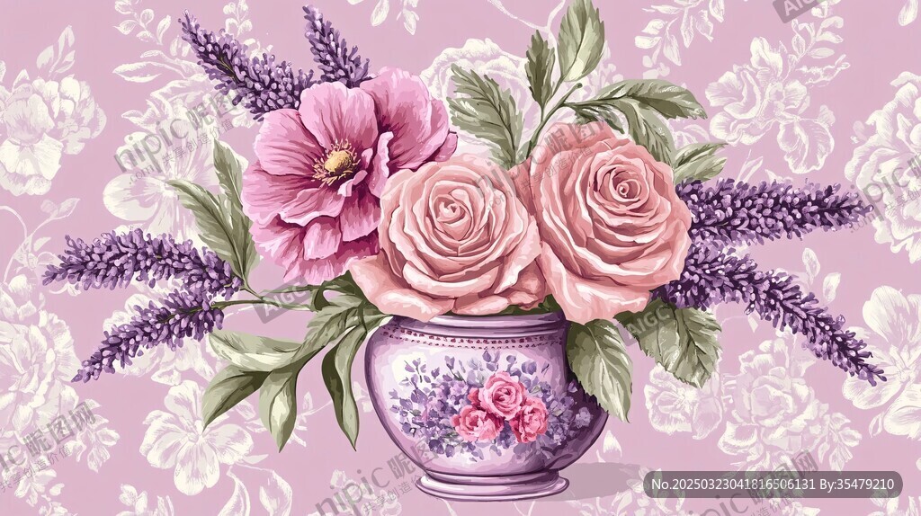 復(fù)古花卉插畫