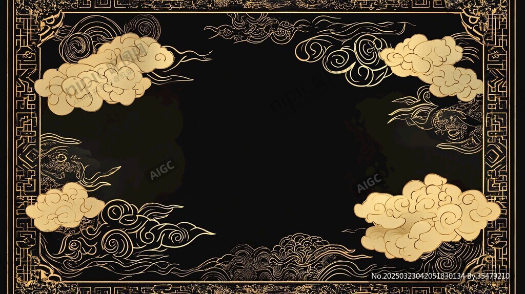 金色云紋黑色背景