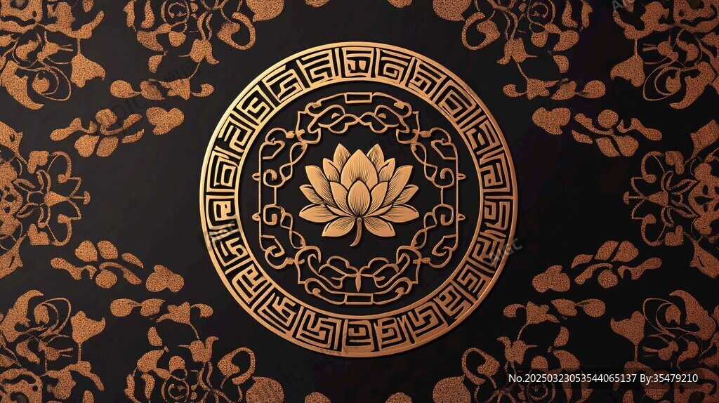 金色圖案與蓮花主題