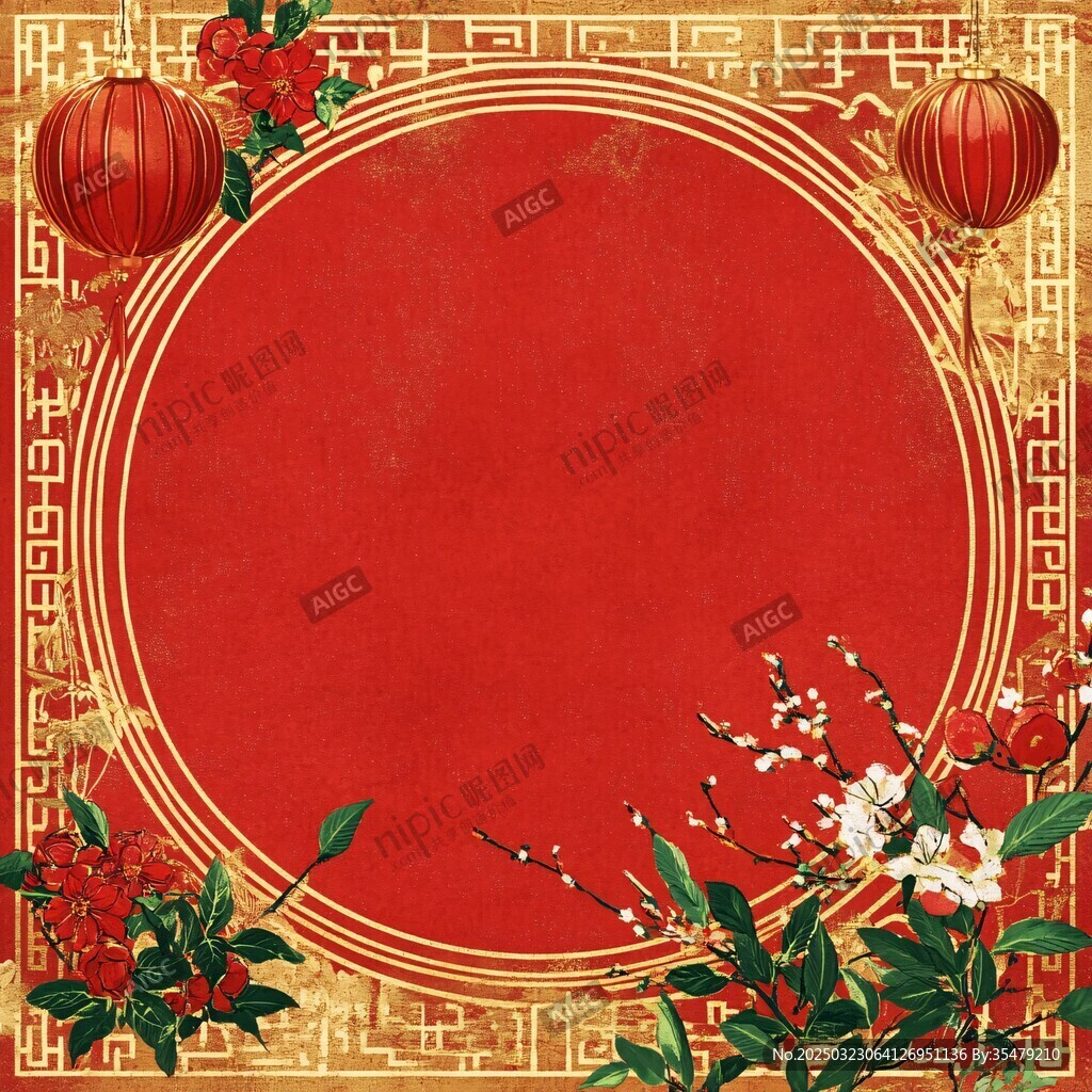 春節紅色背景海報