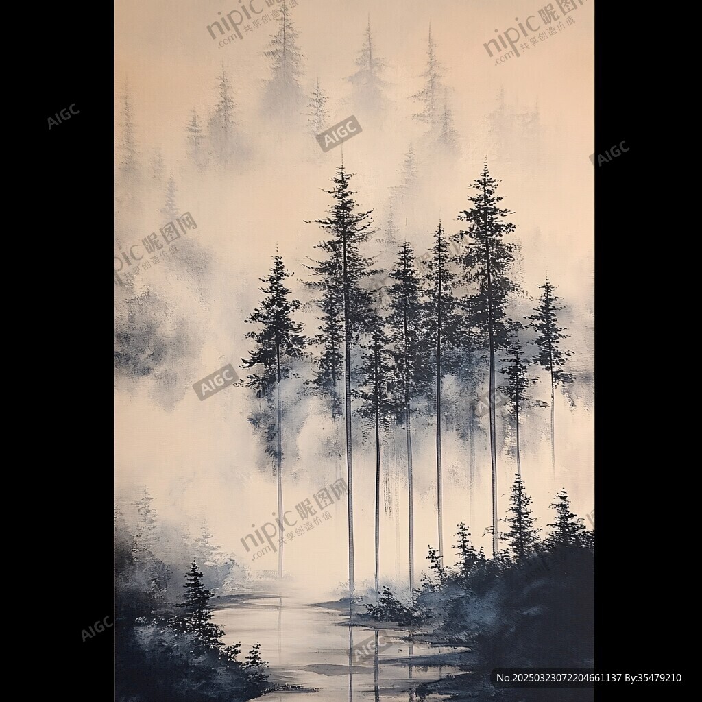霧氣繚繞的森林風(fēng)景