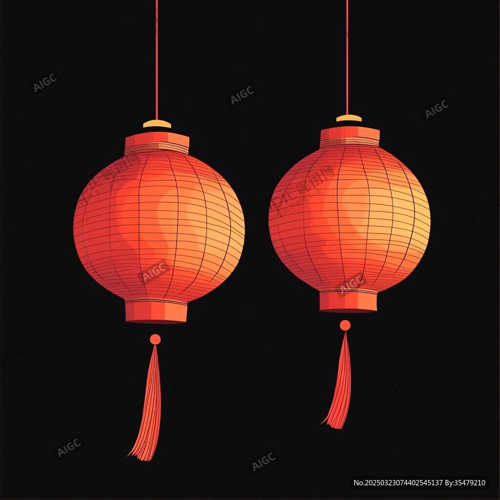 紅色燈籠與黑色背景