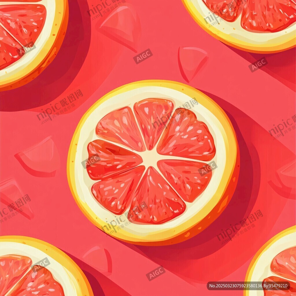 多汁的柚子切片 背景是粉紅色的果凍