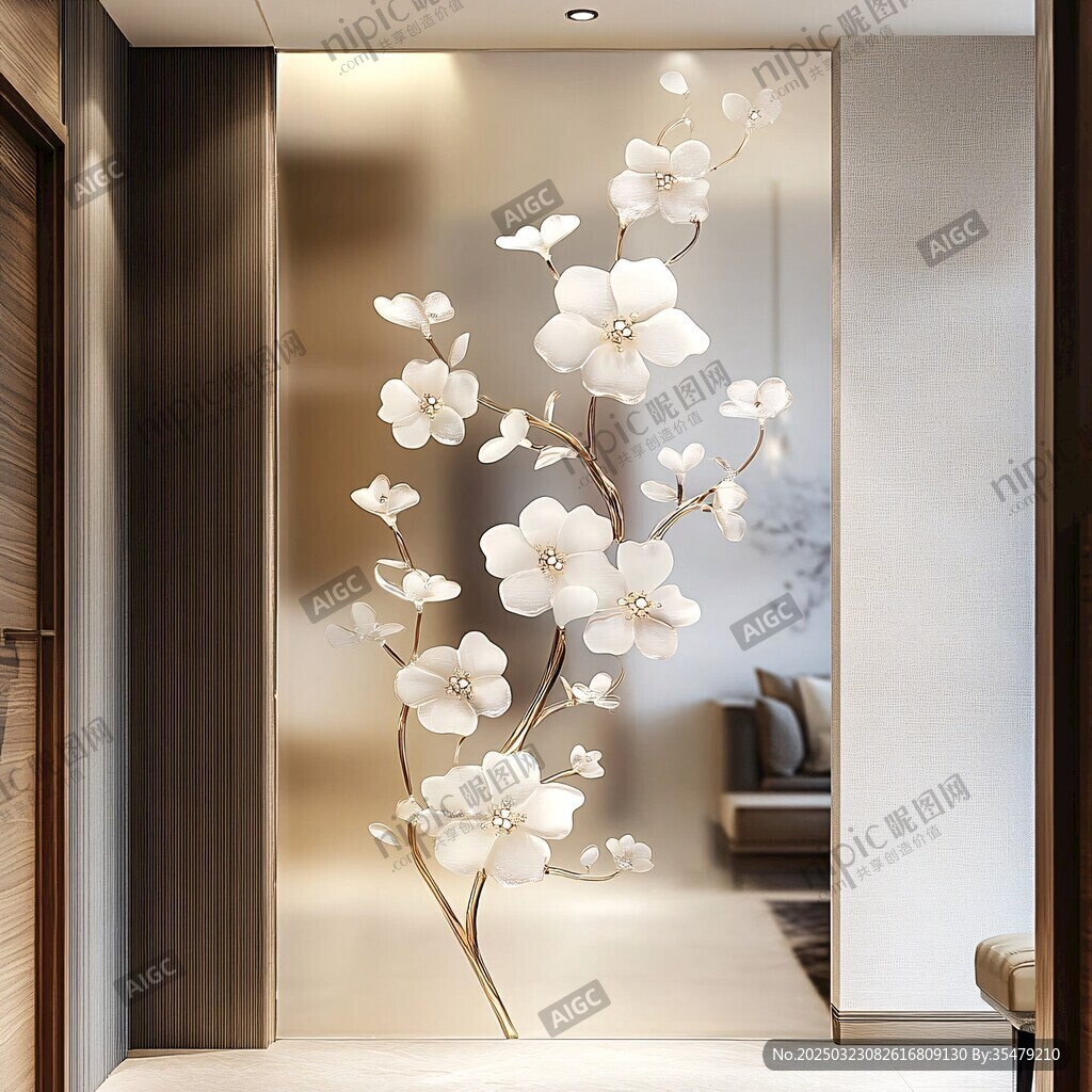 花卉圖案玻璃藝術品