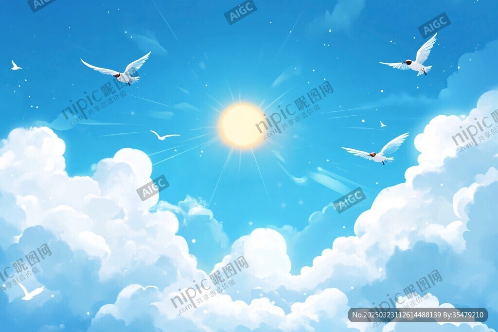 藍天白云 鳥兒翱翔