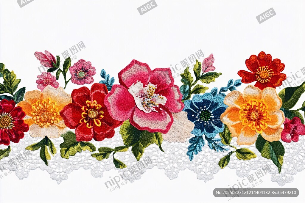 絢麗多彩的花卉刺繡