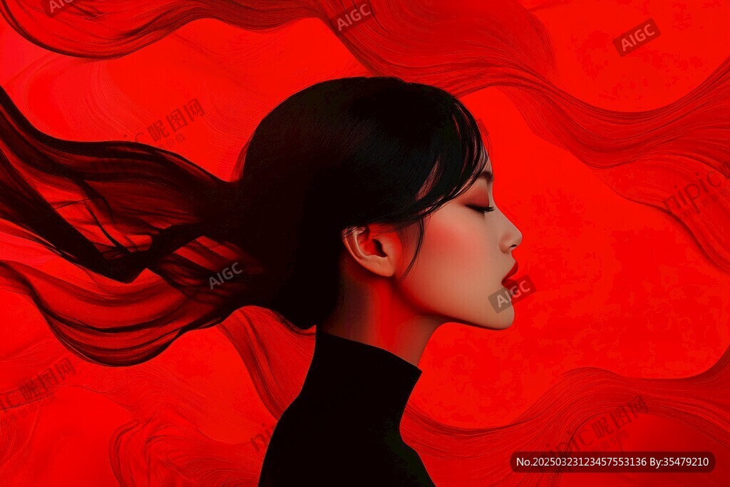 紅色抽象女性