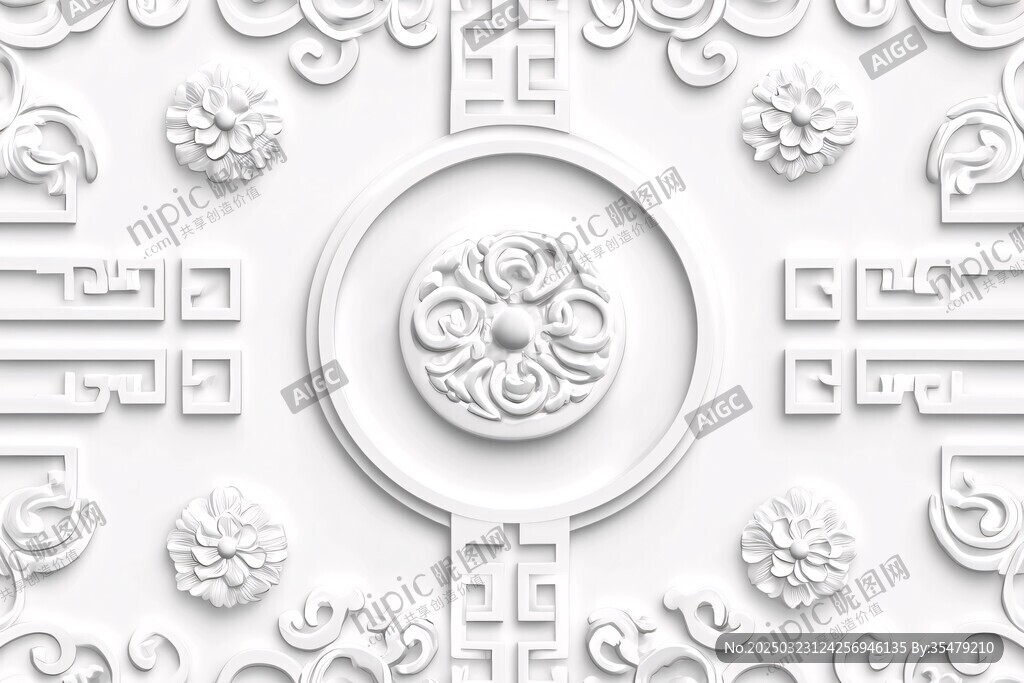 白色浮雕裝飾藝術(shù)