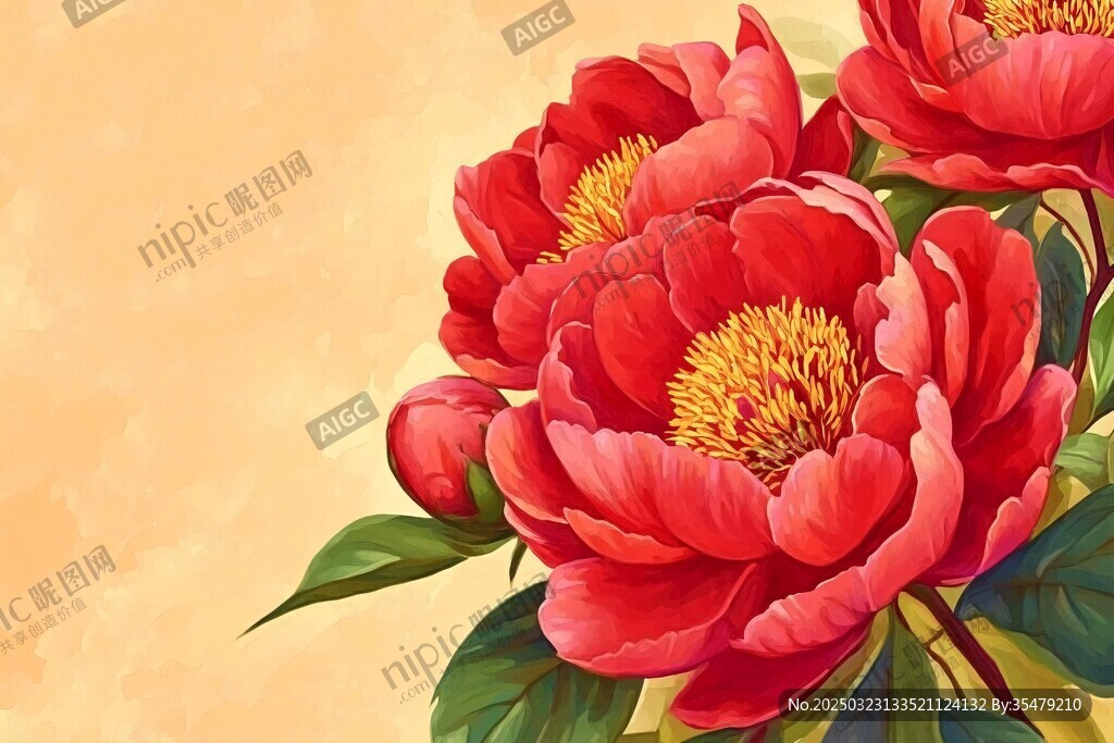 絢爛的紅牡丹