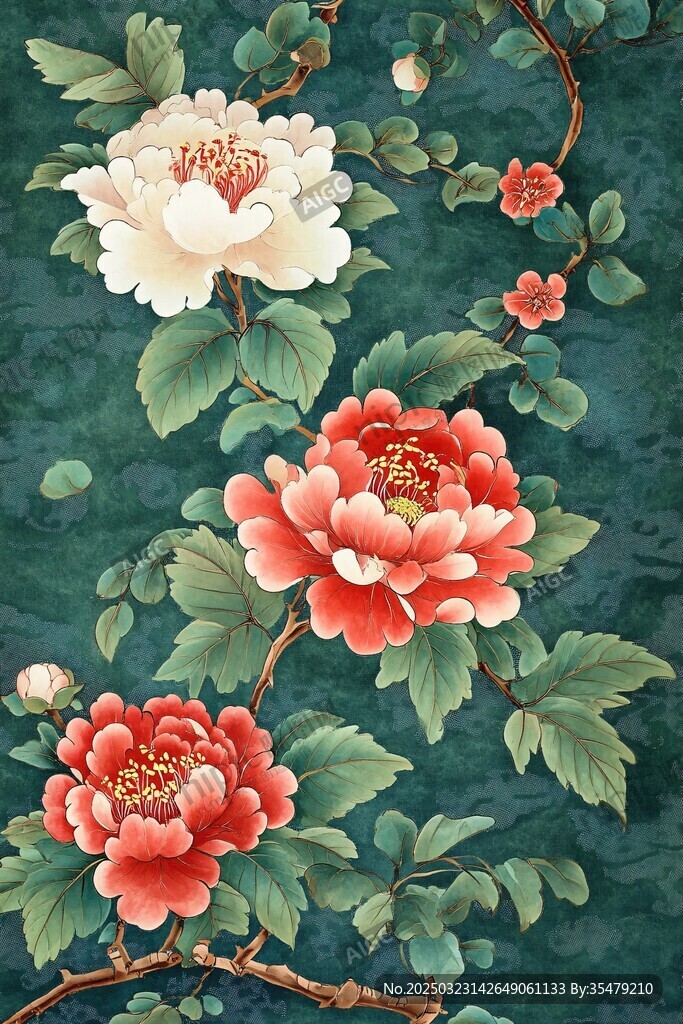 綠意盎然的花卉圖案
