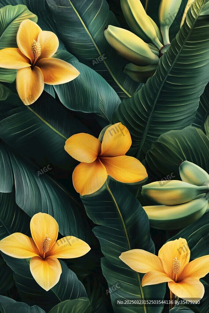 熱帶風(fēng)情 綠葉黃花 自然之美