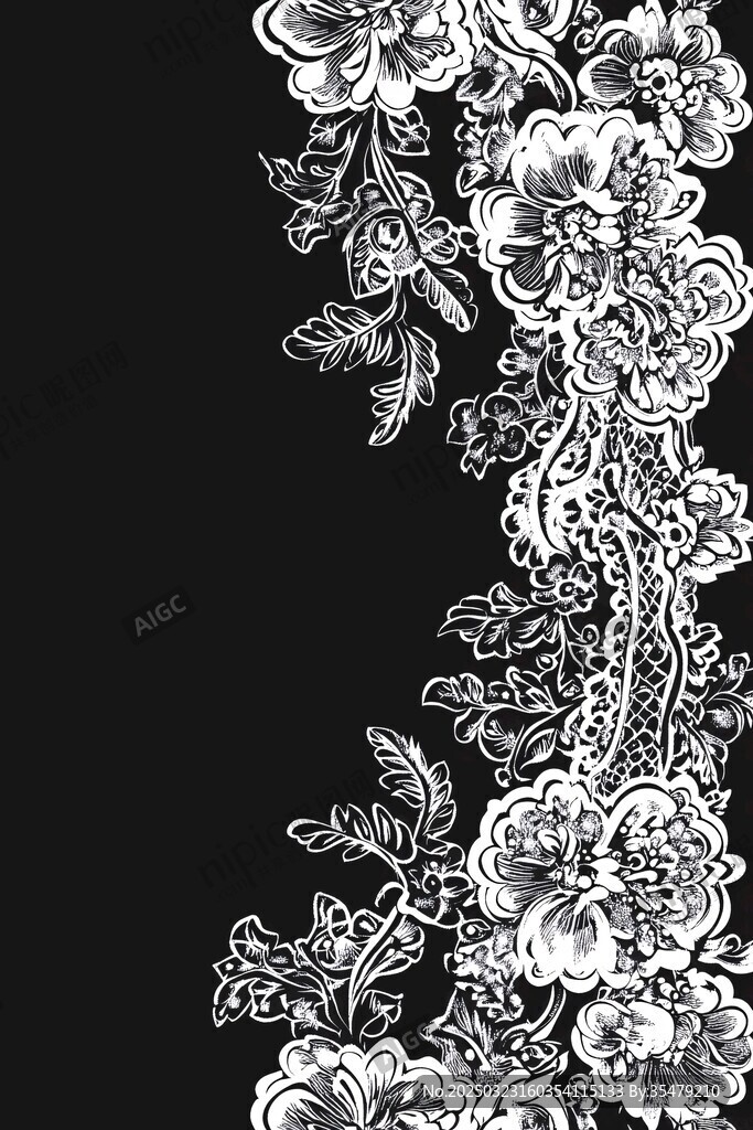 黑白花卉蕾絲圖案