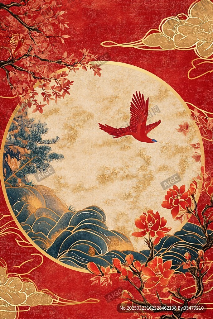 紅月映照下的飛翔