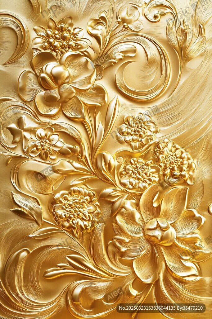 金色浮雕花卉圖案