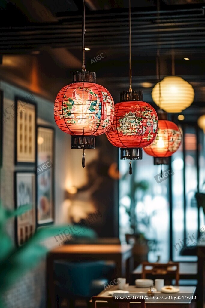 紅色燈籠照亮餐廳氛圍