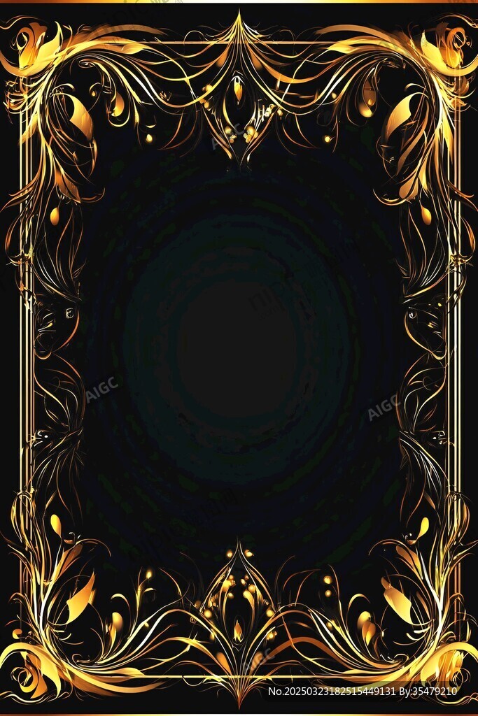 金色邊框黑色背景