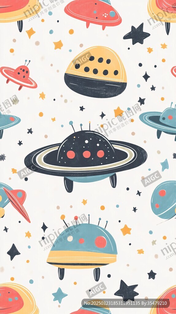 太空中的卡通外星飛船