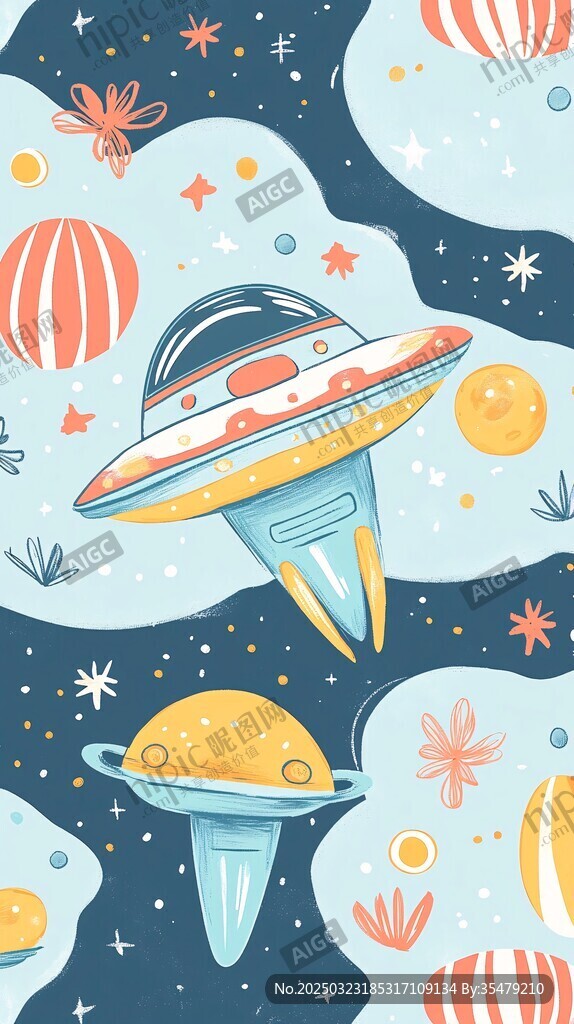 太空中的飛碟和外星植物