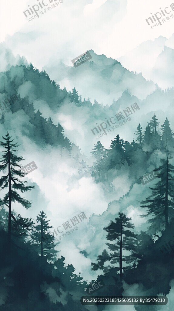 霧氣繚繞的山林風(fēng)景