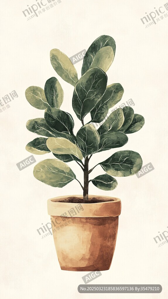 綠色植物陶瓷花盆
