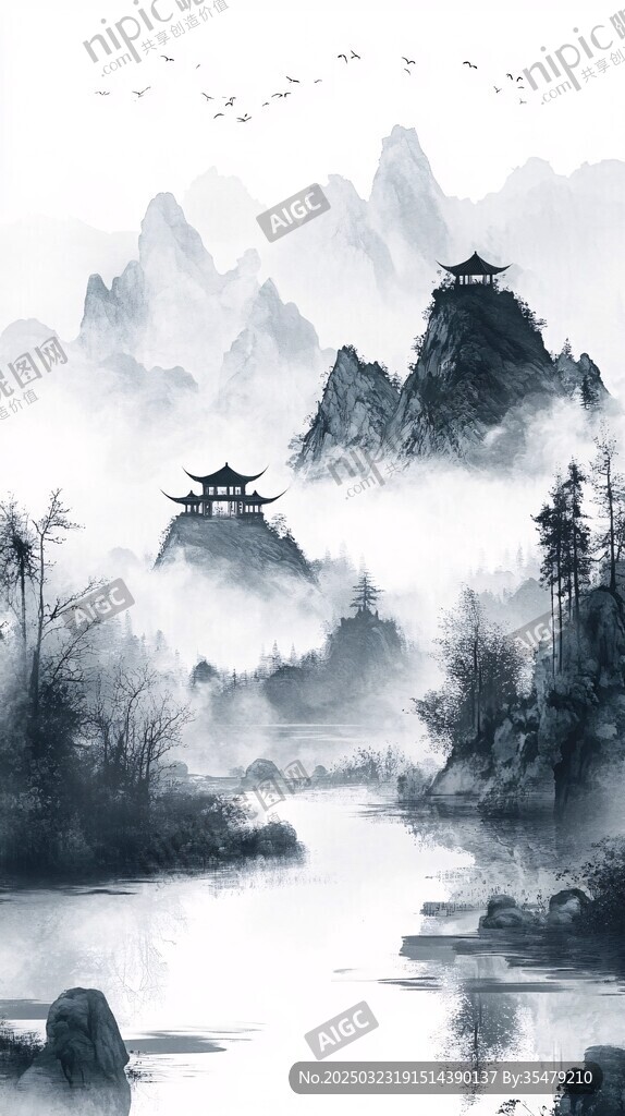 山水畫中的中國風景