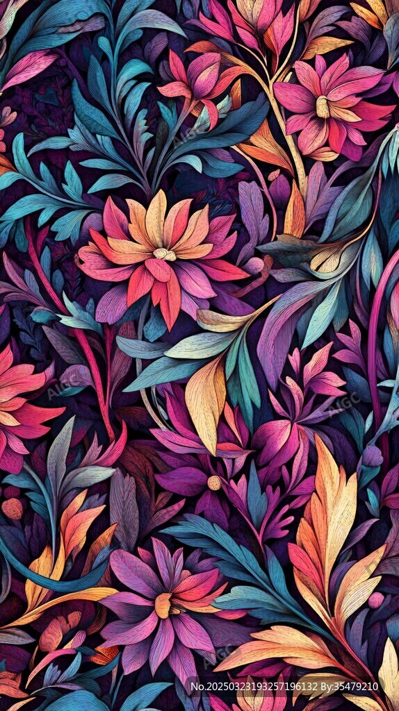 多彩花卉圖案