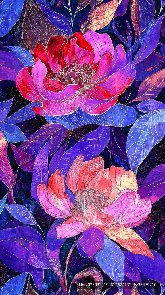 色彩斑斕的花卉圖案