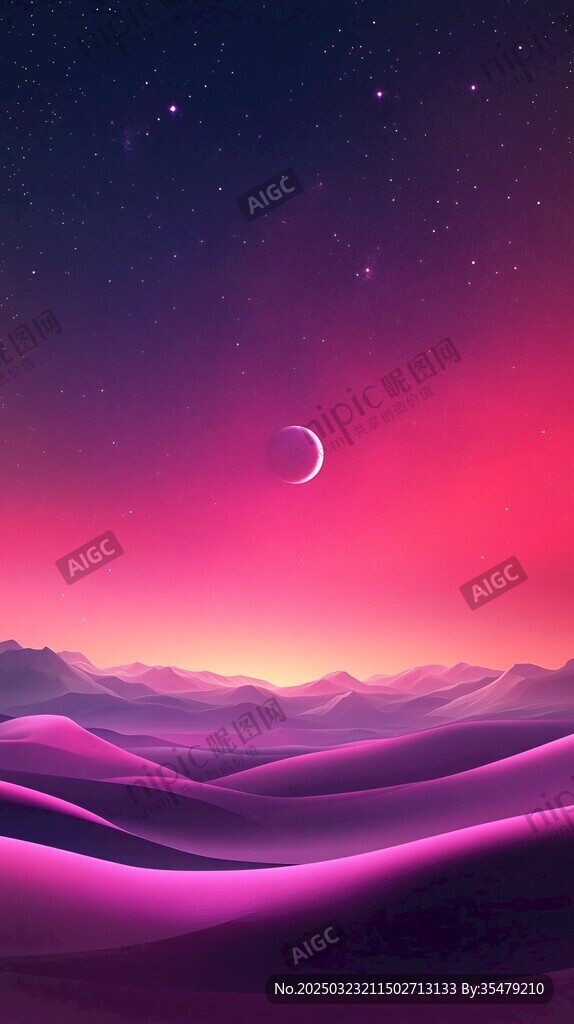 星空下的紫色沙漠