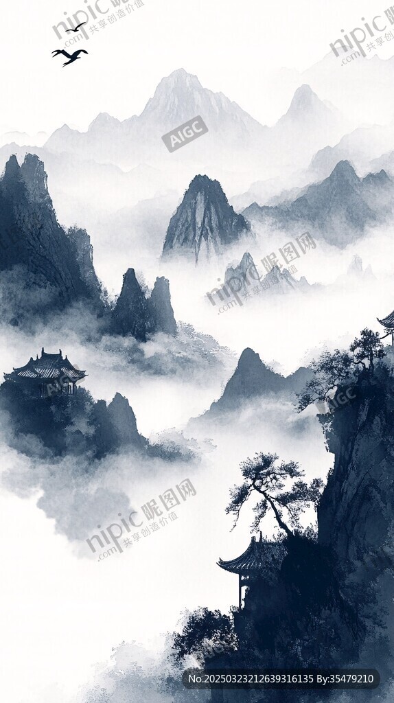 云霧繚繞的山間仙境