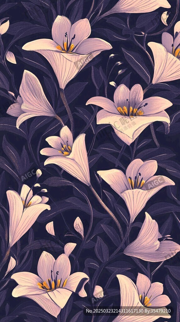 紫色百合花圖案