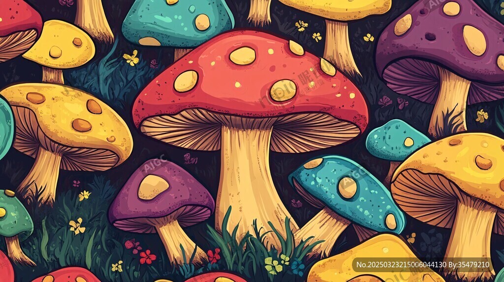 多彩蘑菇圖案